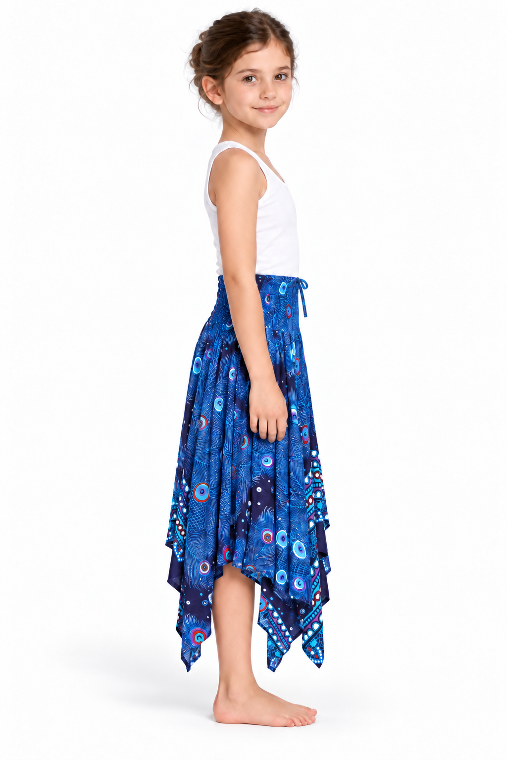 Peacock Feather Eyes – Rayon Convertible Dress-Cum-Skirt – skirt side