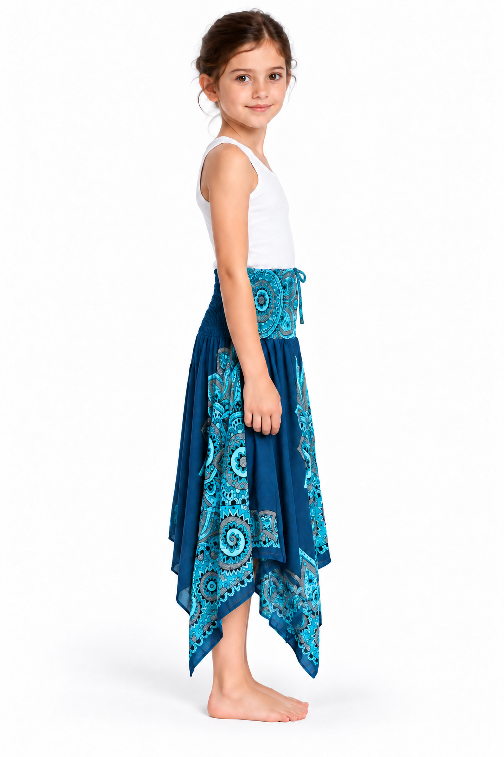 Ocean Peacock Mandala – Rayon Convertible Dress-Cum-Skirt – skirt side