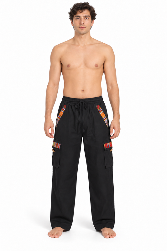 Black Multicolour Trim Cargo Pants – view 2
