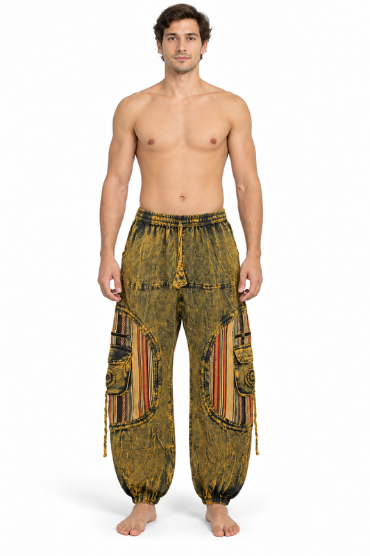 Mustard Washed Cargo Pants – view 2