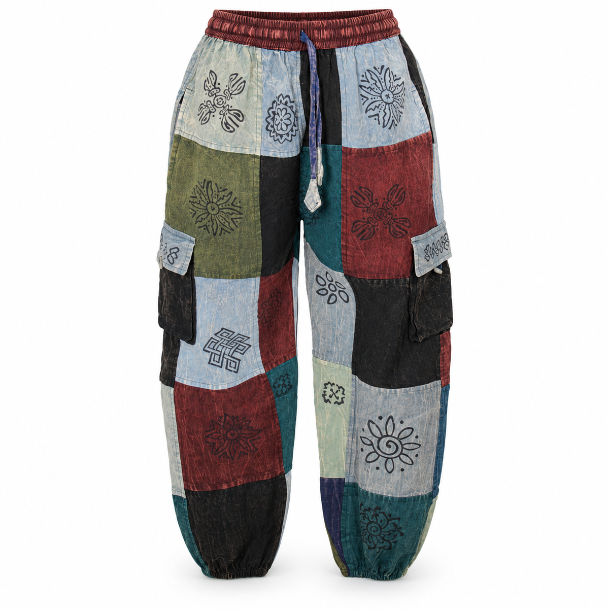 Multicolour Patchwork Harem Pants – construction detail