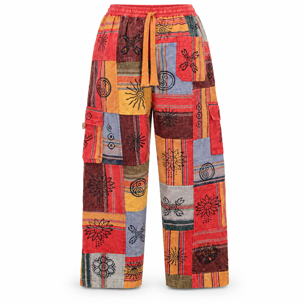 Orange Multicolour Patchwork Pants – view 1