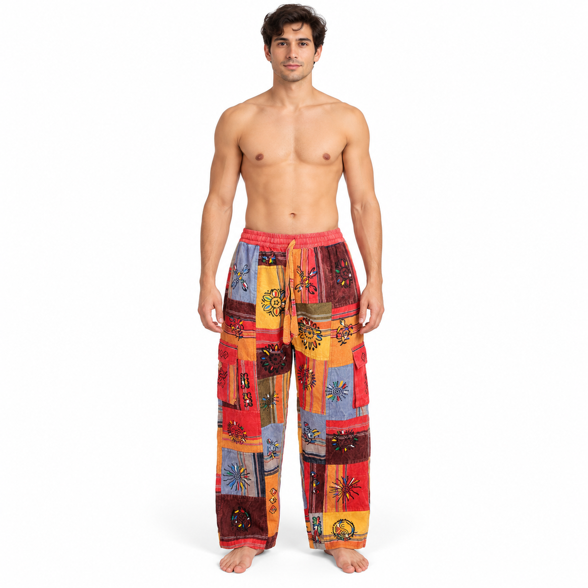 Orange Multicolour Patchwork Pants – view 2
