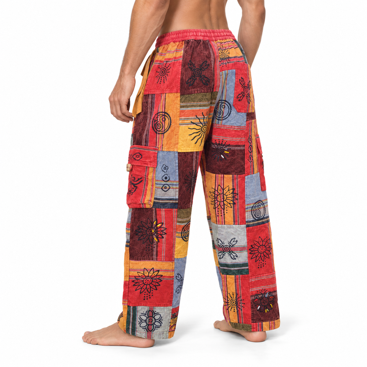 Orange Multicolour Patchwork Pants – view 3