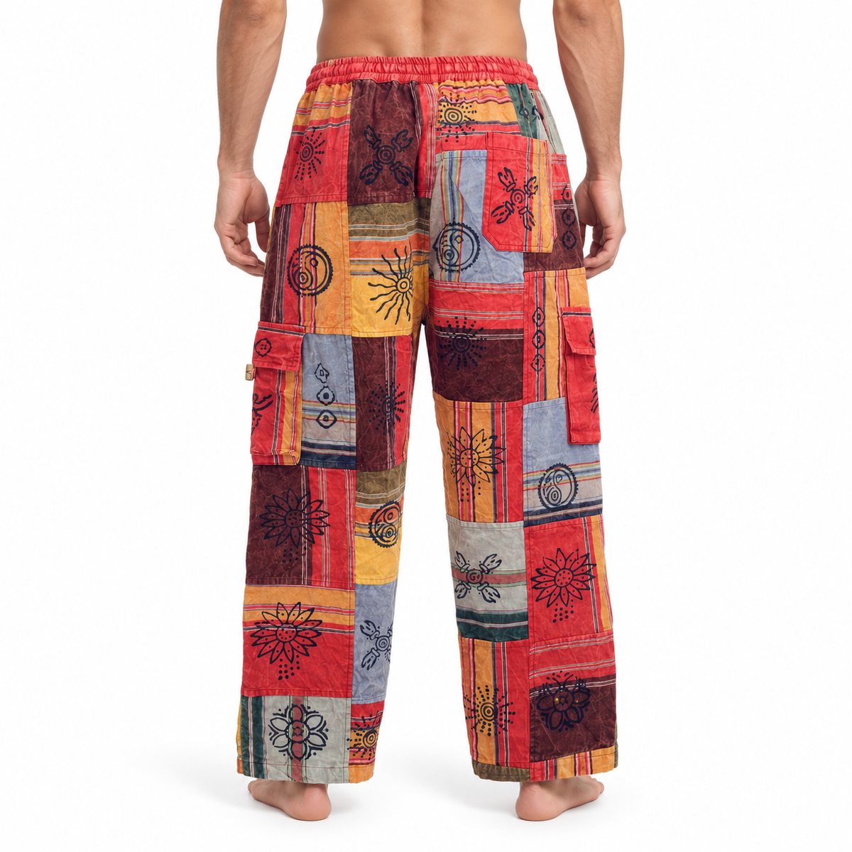 Orange Multicolour Patchwork Pants – view 4