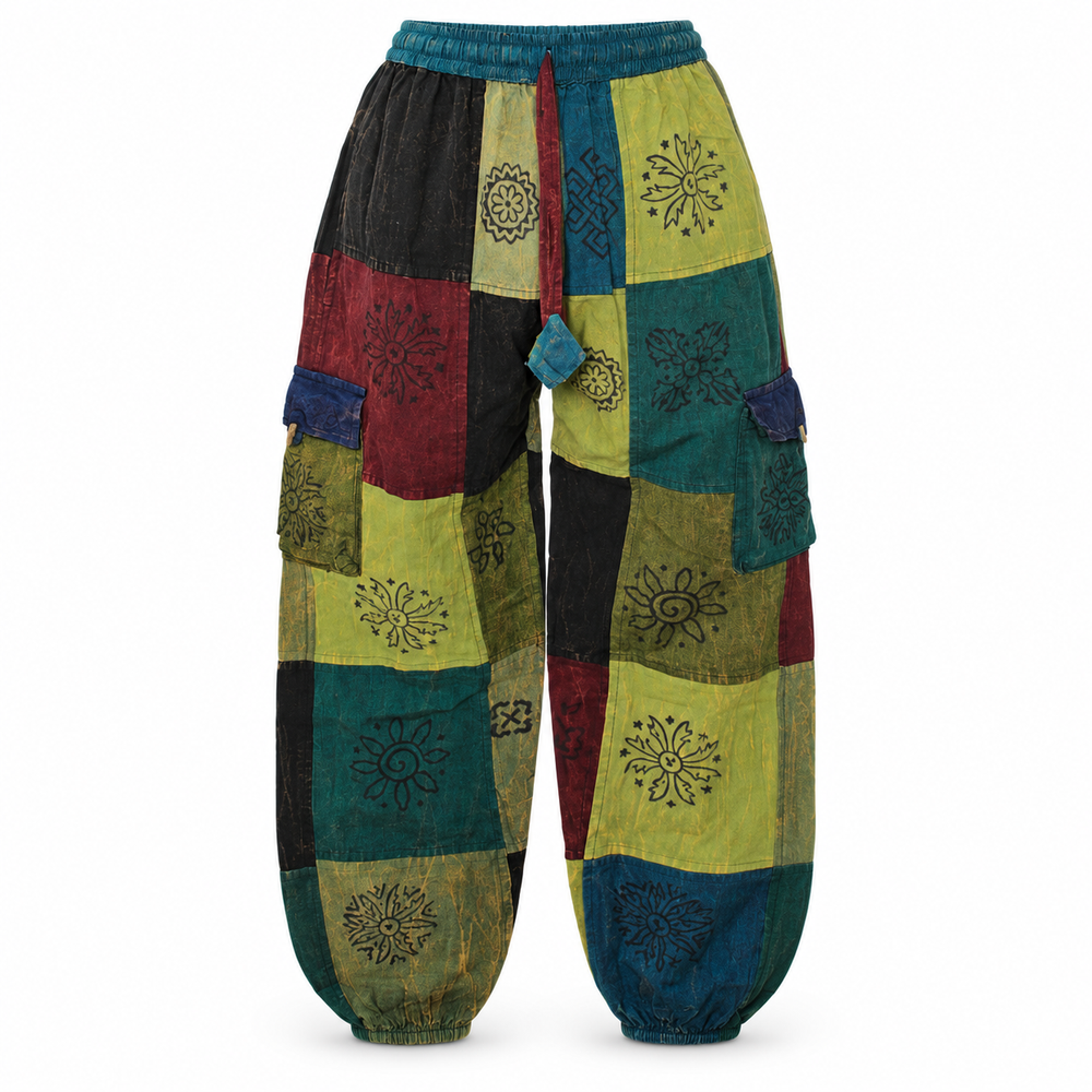 Green Multicolour Patchwork Harem Pants – view 1