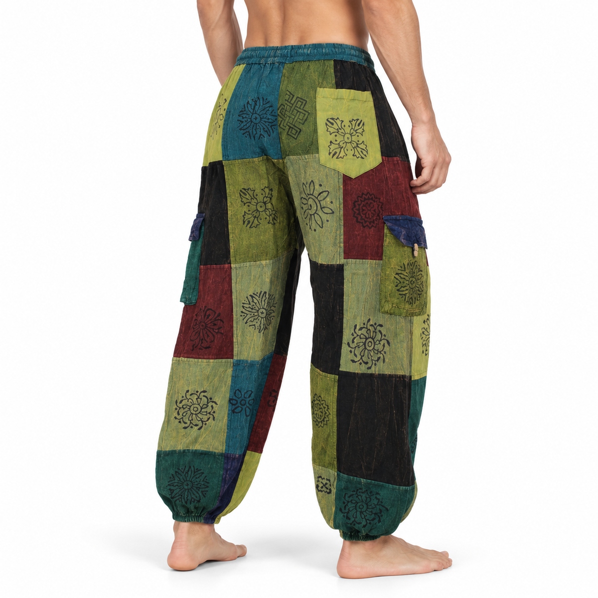 Green Multicolour Patchwork Harem Pants – view 3