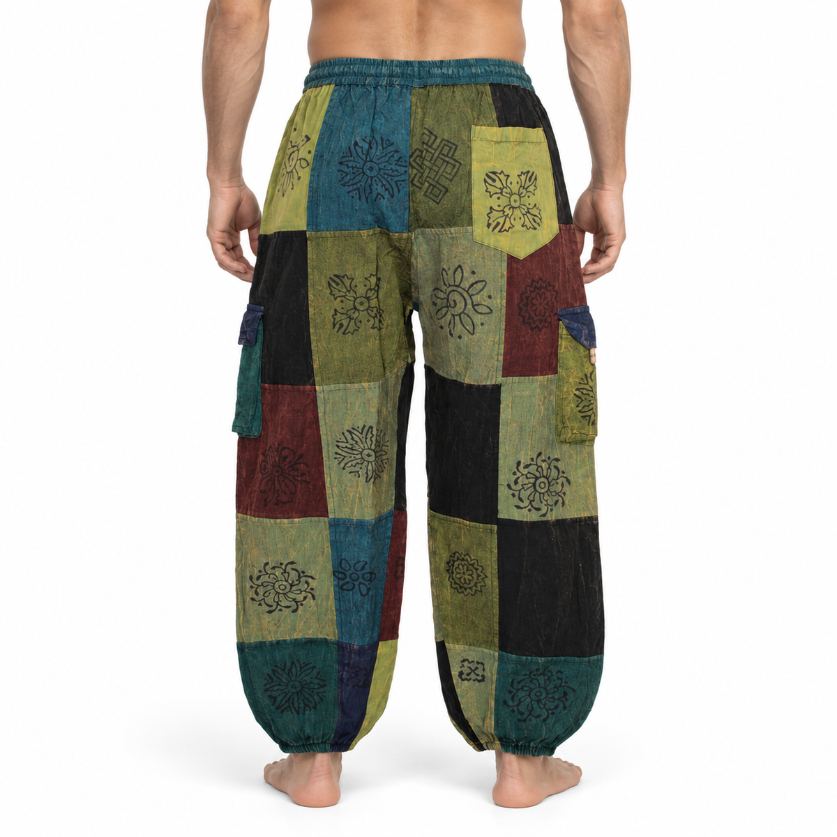 Green Multicolour Patchwork Harem Pants – view 4