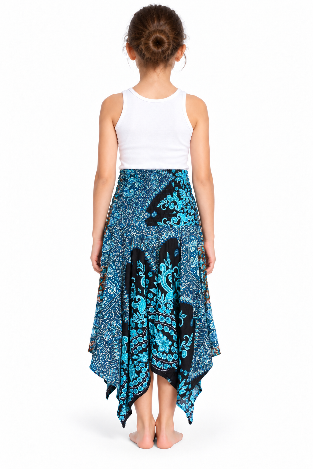 Turquoise Peacock Mandala – Rayon Convertible Dress-Cum-Skirt – skirt back