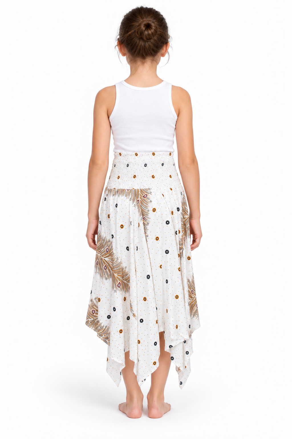 Golden Feather Sunbursts – Rayon Convertible Dress-Cum-Skirt – skirt back