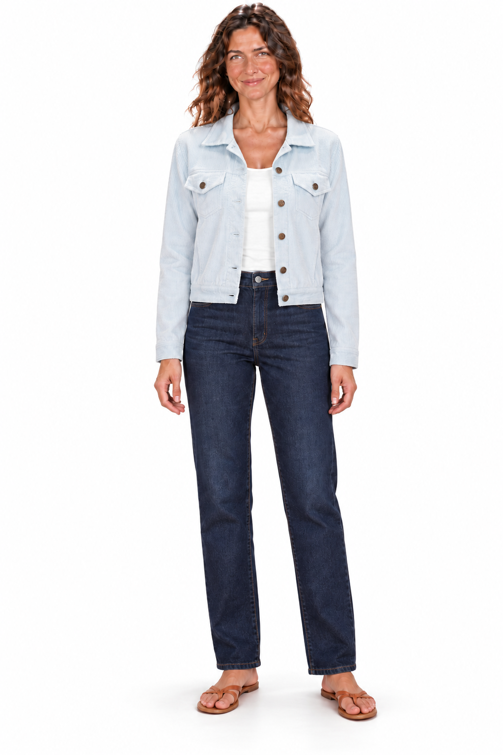 Cropped Corduroy Jacket - Light Blue