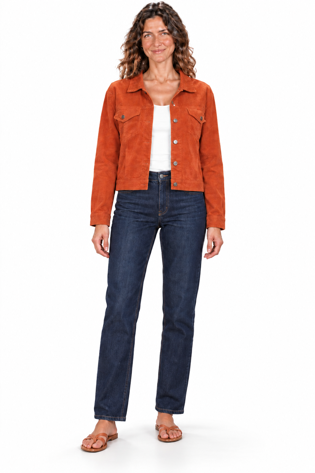Cropped Corduroy Jacket - Rust Orange