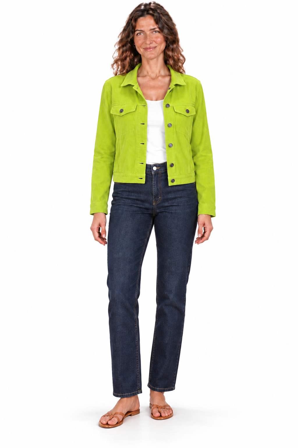 Cropped Corduroy Jacket - Lime Green