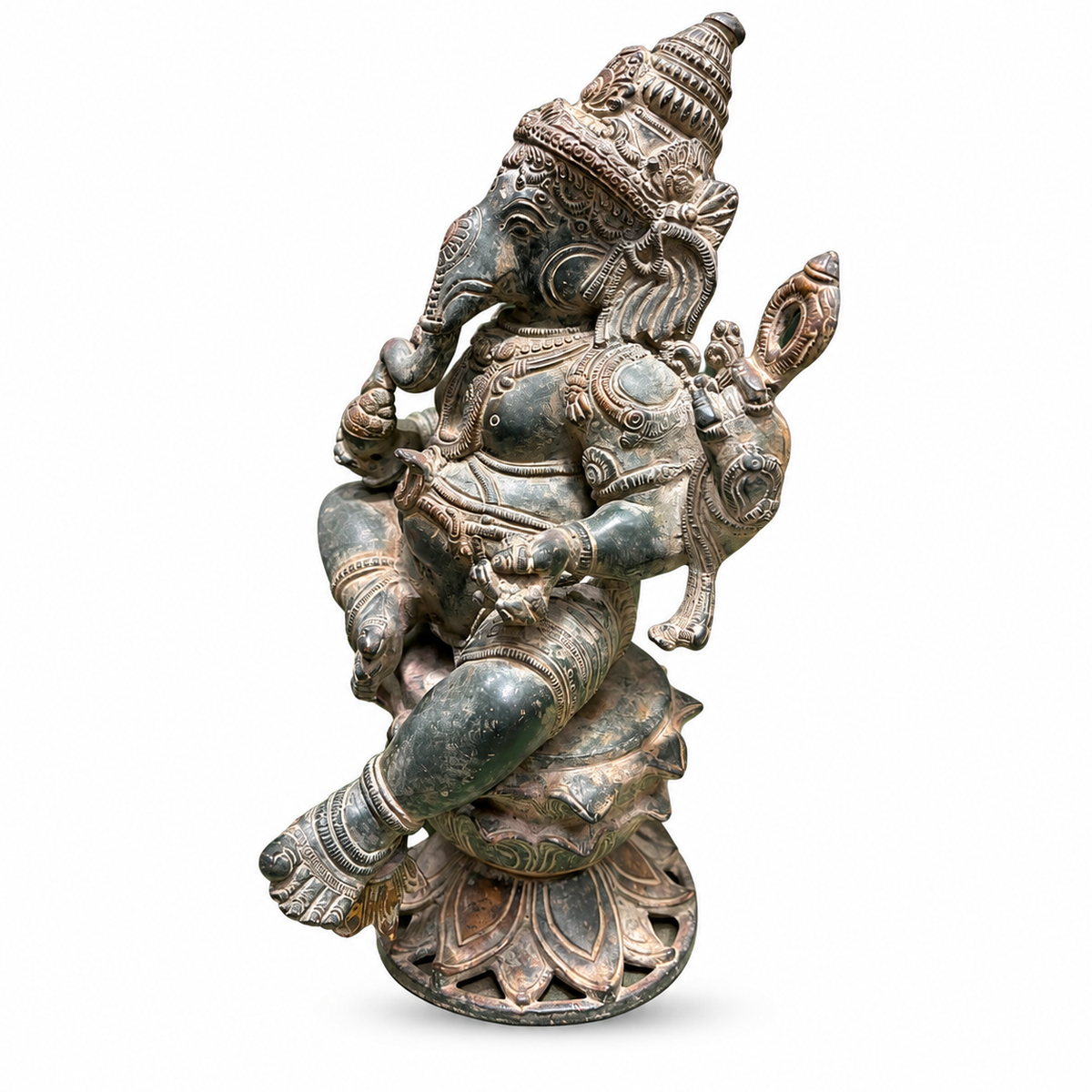 03 Carved Ganesha Statue on Lotus Base - enlarged product view