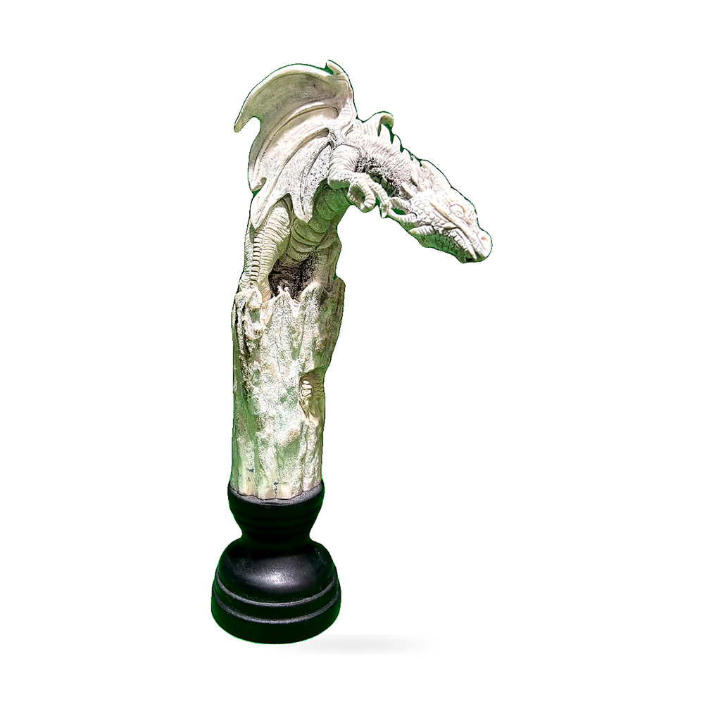 33 Carved Dragon Head on Display Stand - enlarged product view