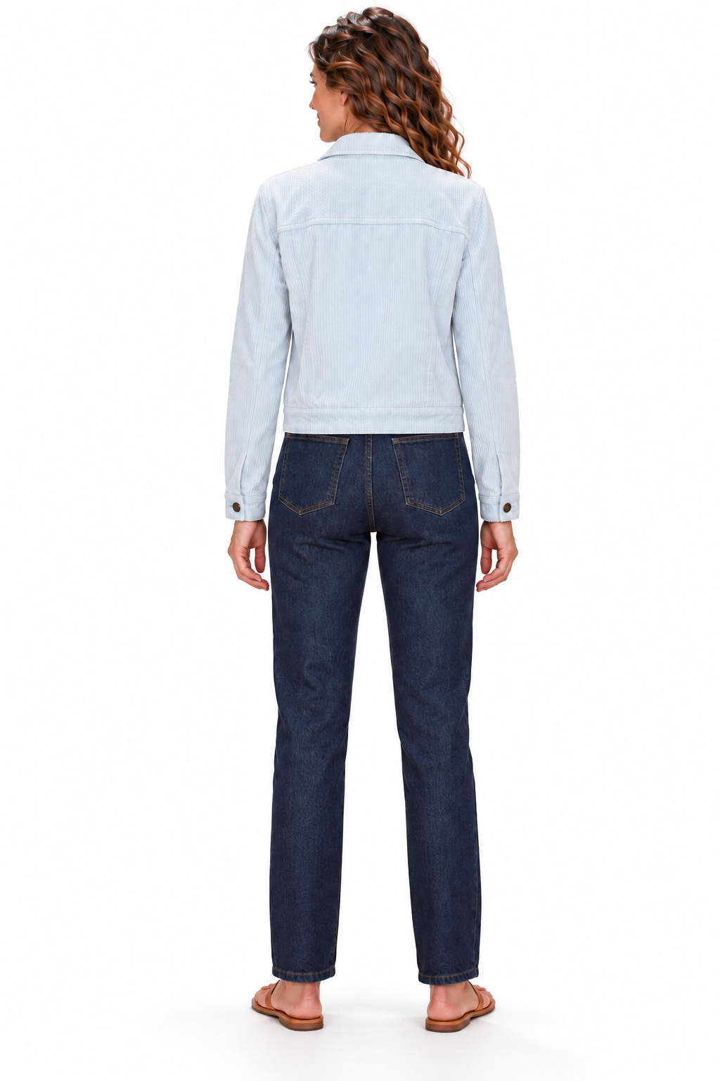 Cropped Corduroy Jacket - Light Blue