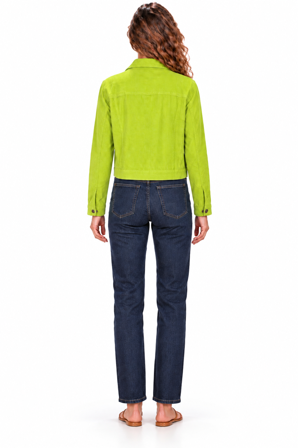 Cropped Corduroy Jacket - Lime Green