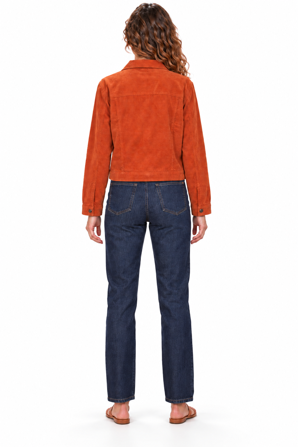 Cropped Corduroy Jacket - Rust Orange