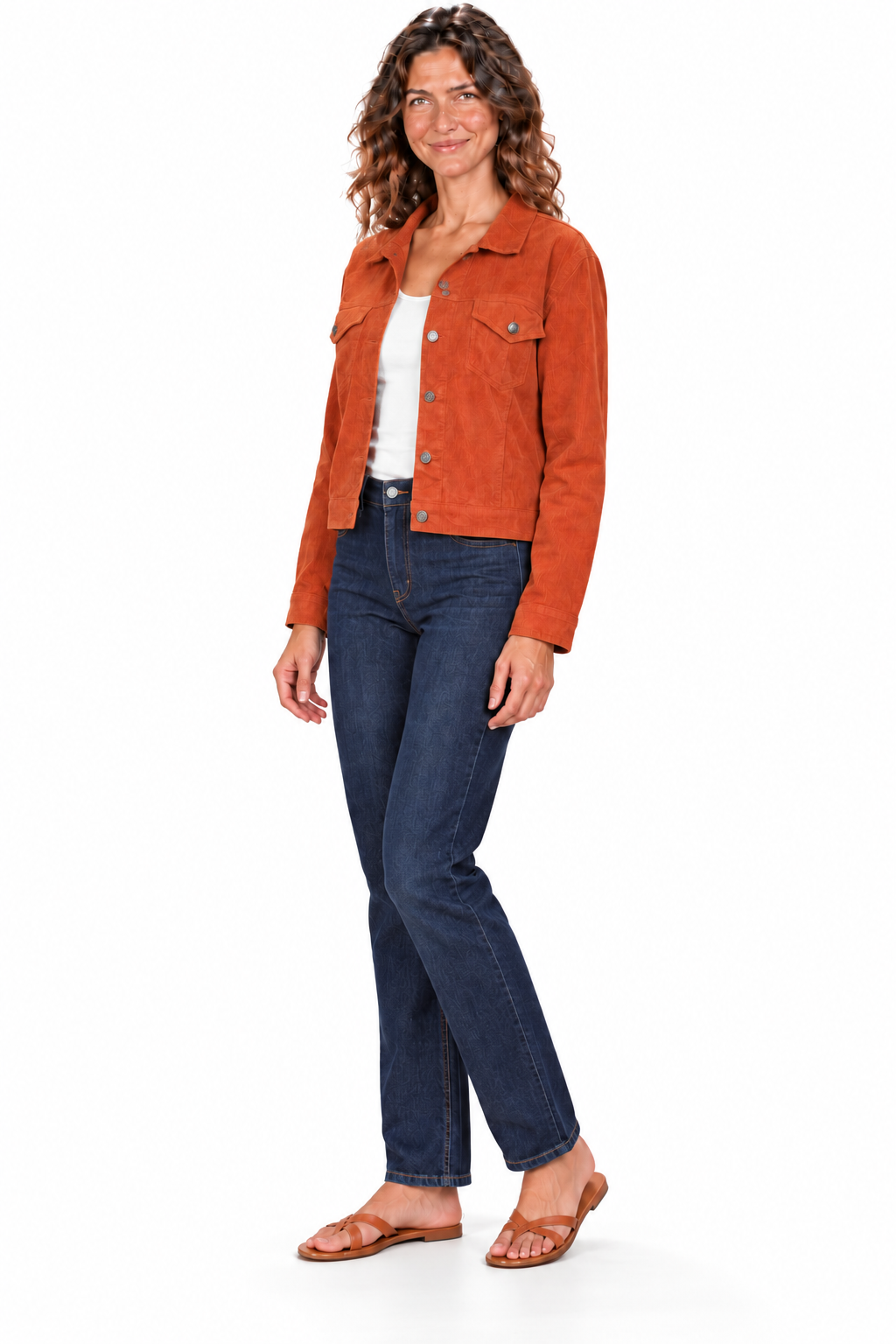 Cropped Corduroy Jacket - Rust Orange