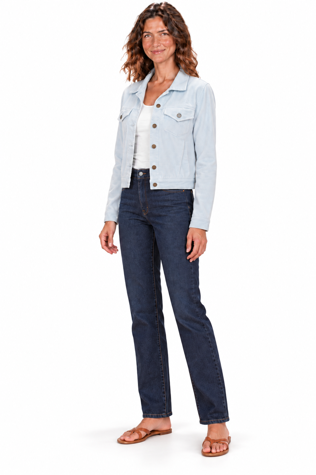 Cropped Corduroy Jacket - Light Blue