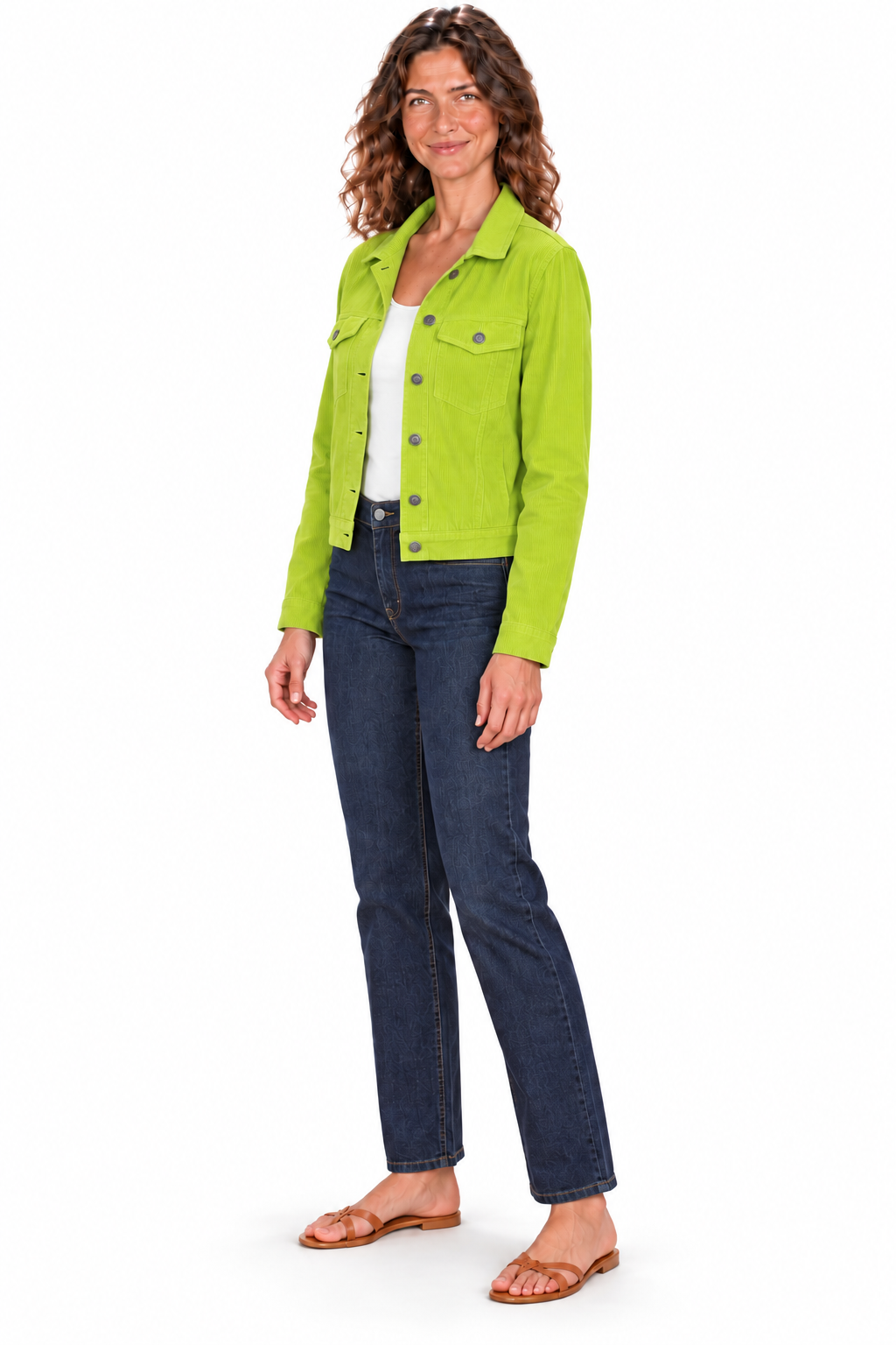 Cropped Corduroy Jacket - Lime Green