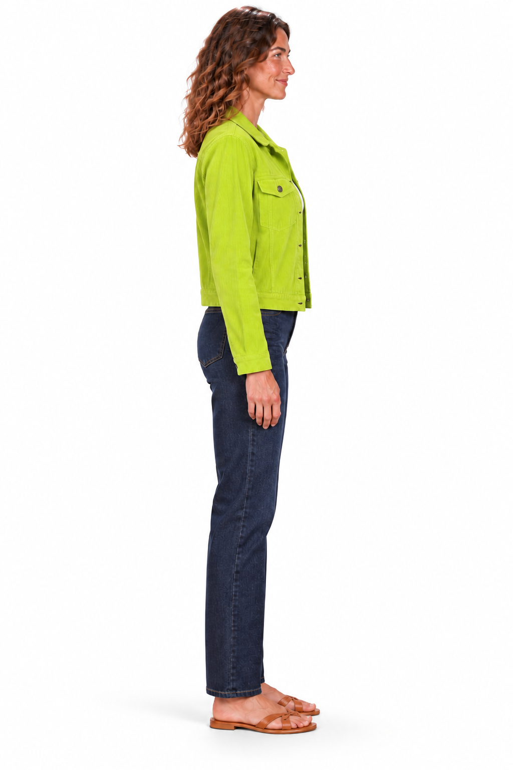 Cropped Corduroy Jacket - Lime Green