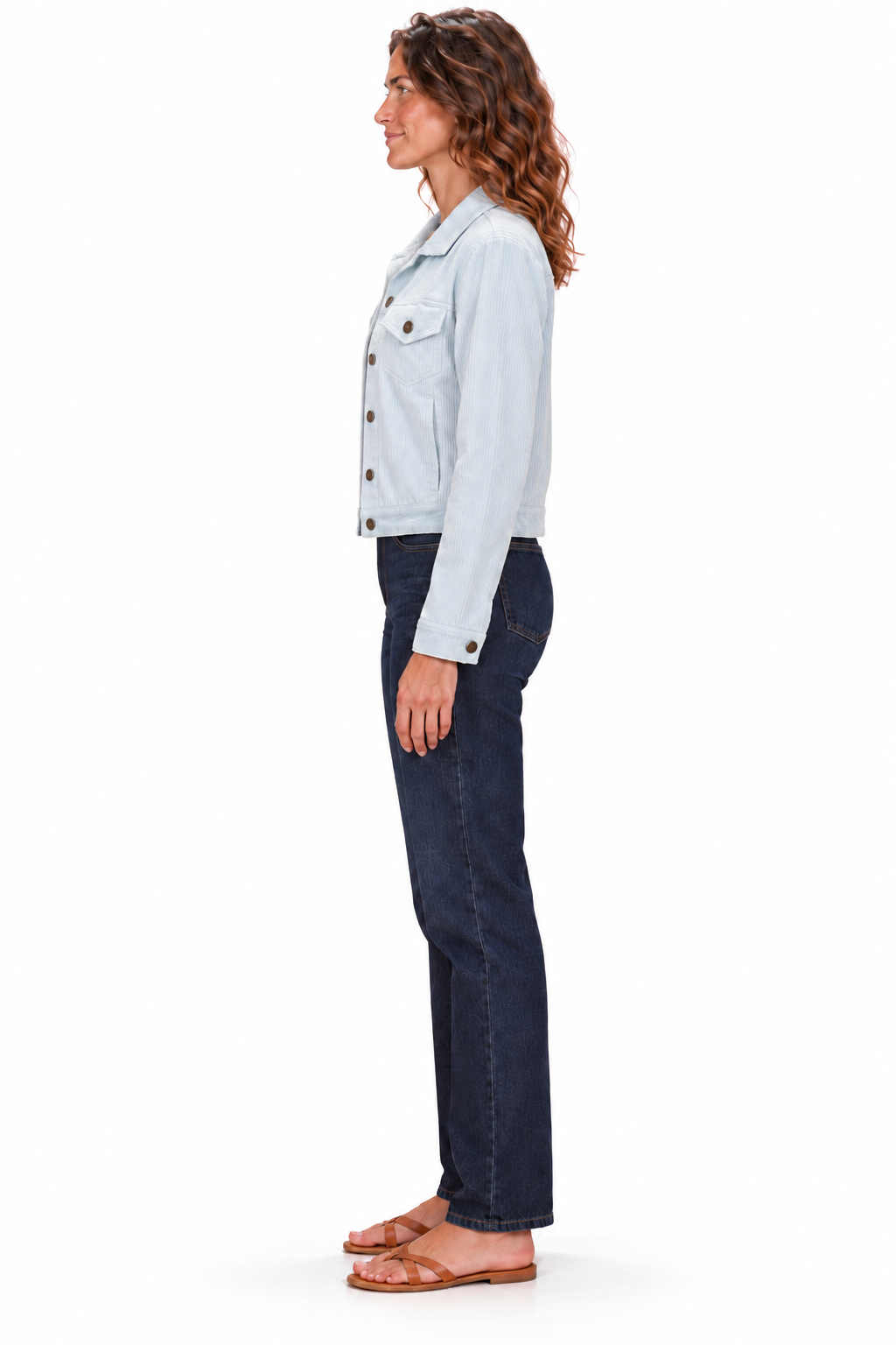 Cropped Corduroy Jacket - Light Blue