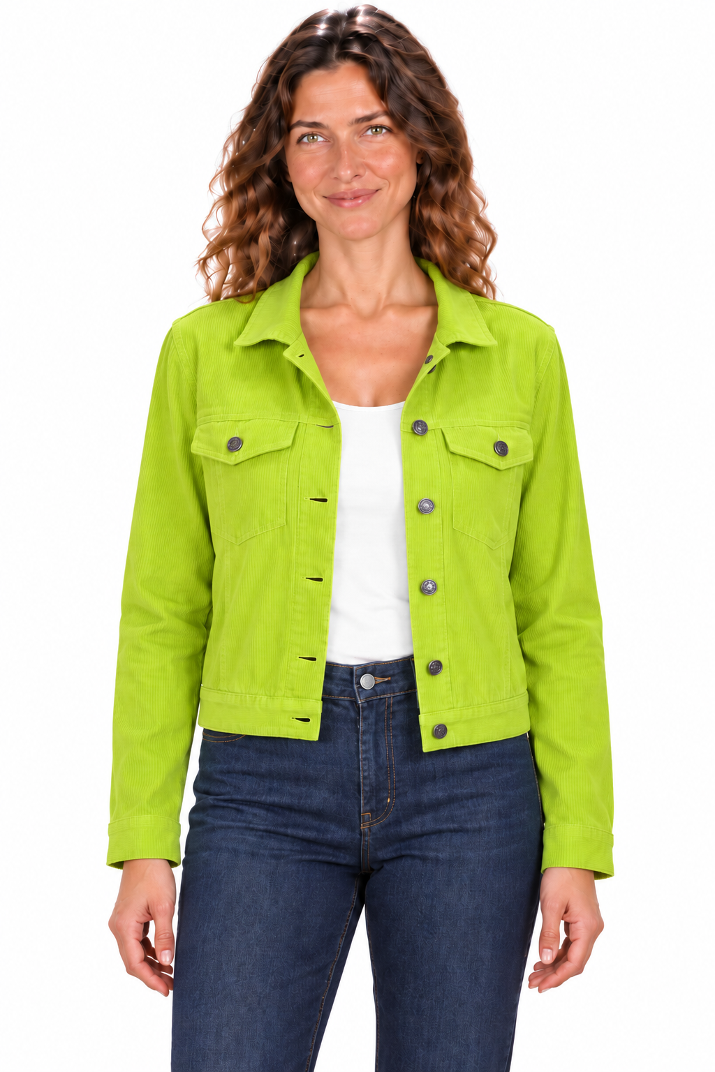 Cropped Corduroy Jacket - Lime Green
