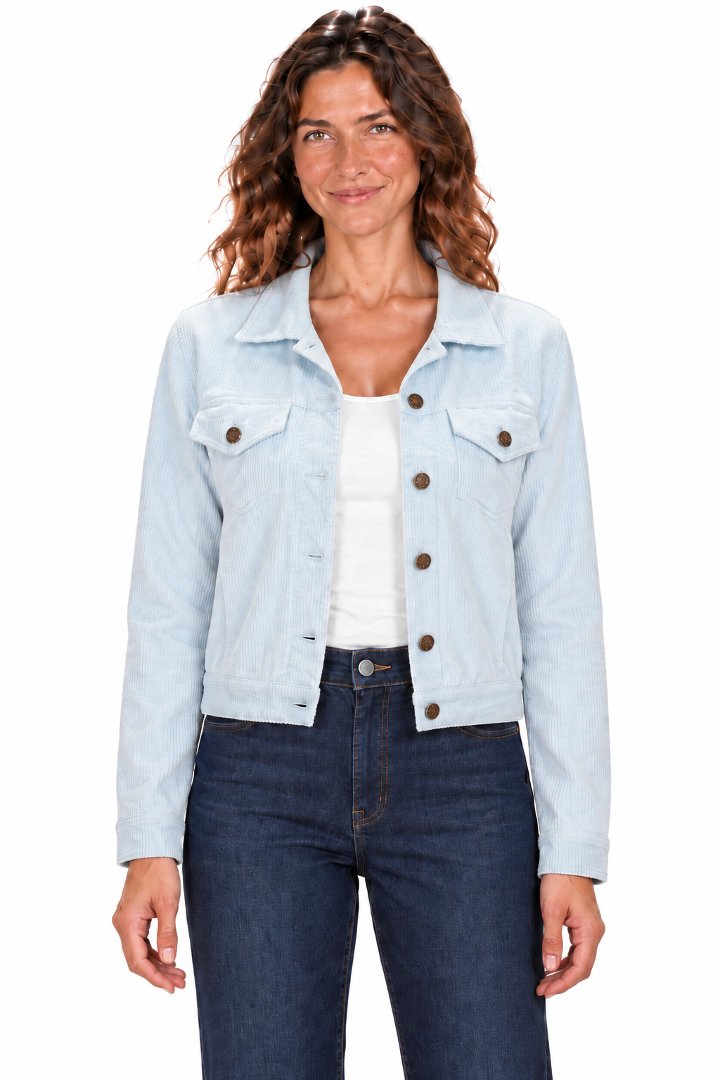 Cropped Corduroy Jacket - Light Blue