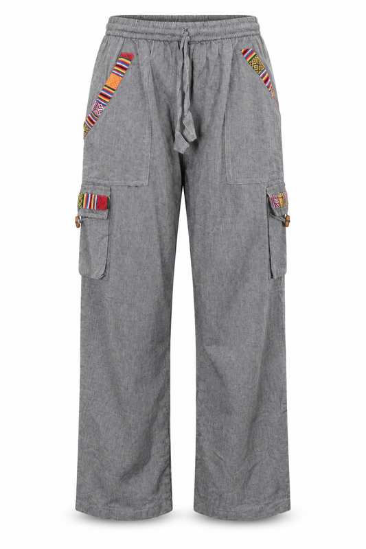 Grey Multicolour Trim Cargo Pants – view 1