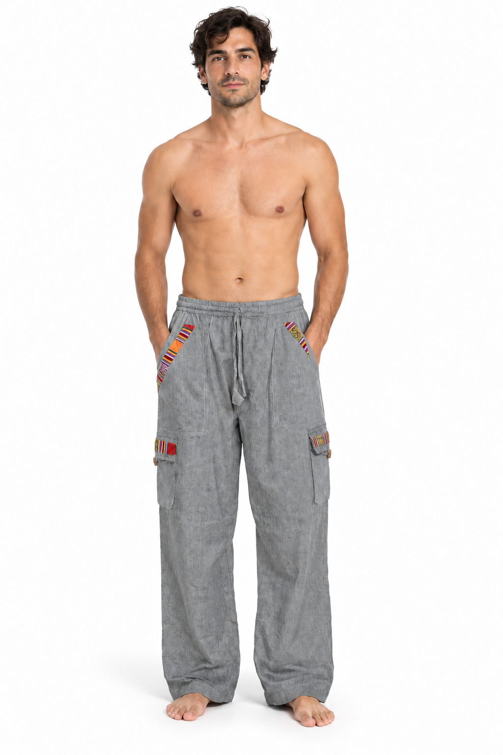 Grey Multicolour Trim Cargo Pants – view 2