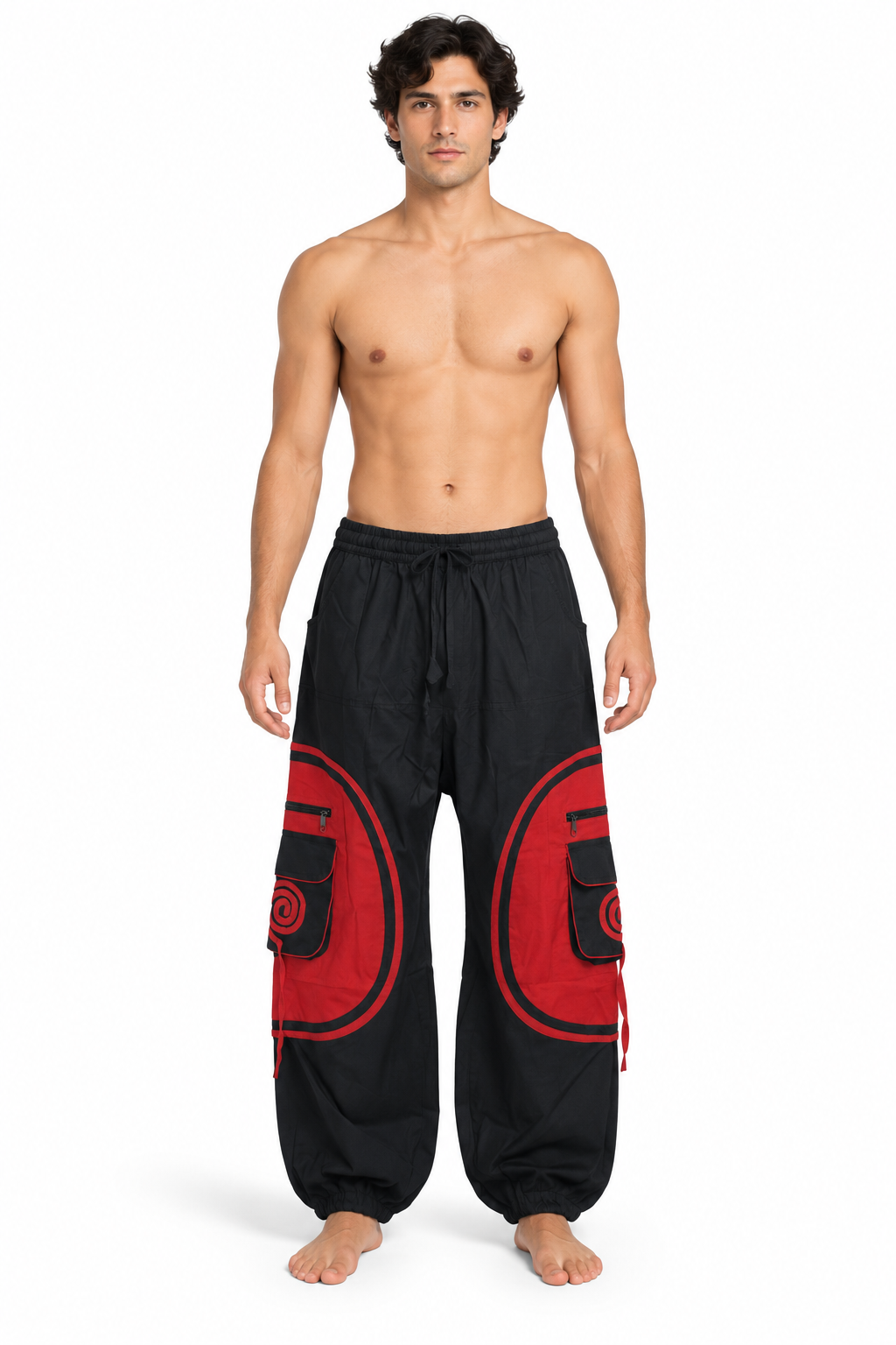 Black Red Circle Cargo Pants – view 2