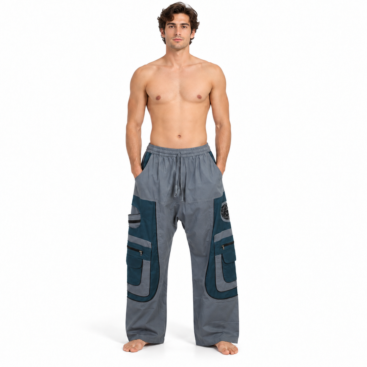 Grey Teal Cargo Pants – view 2