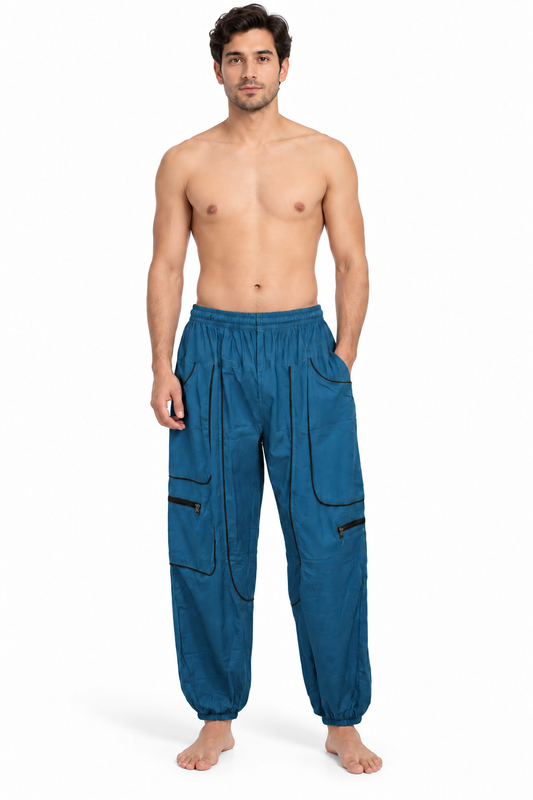 Blue Multi Pocket Cargo Pants – view 2