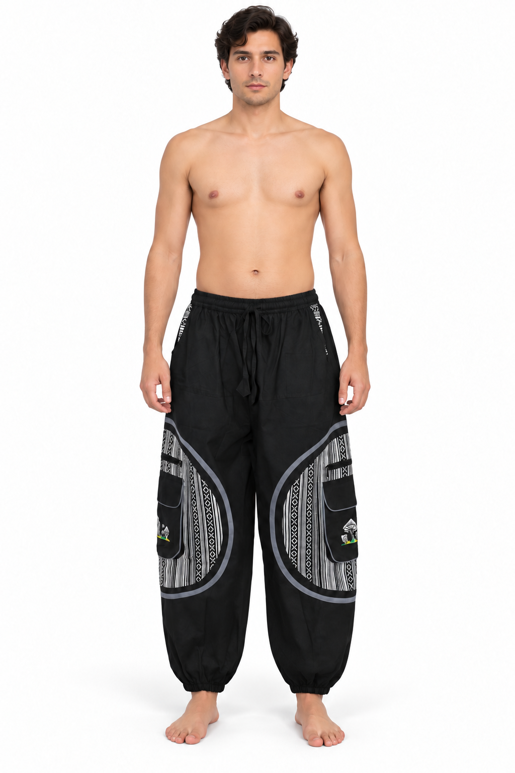 Black Grey Circle Cargo Pants – view 2