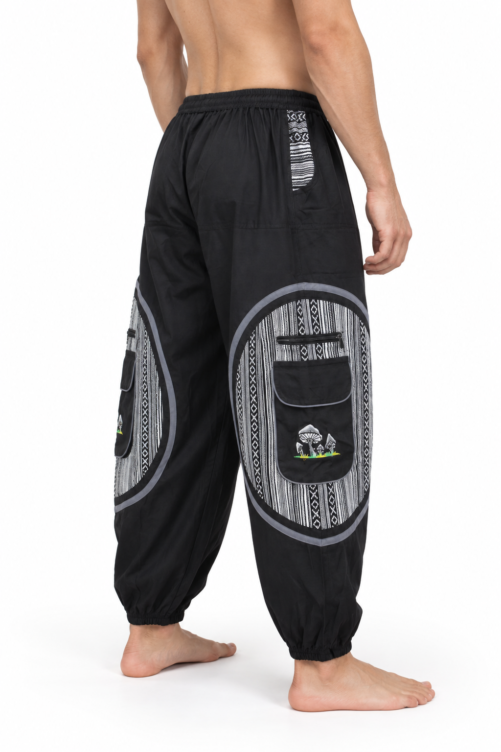 Black Grey Circle Cargo Pants – view 3