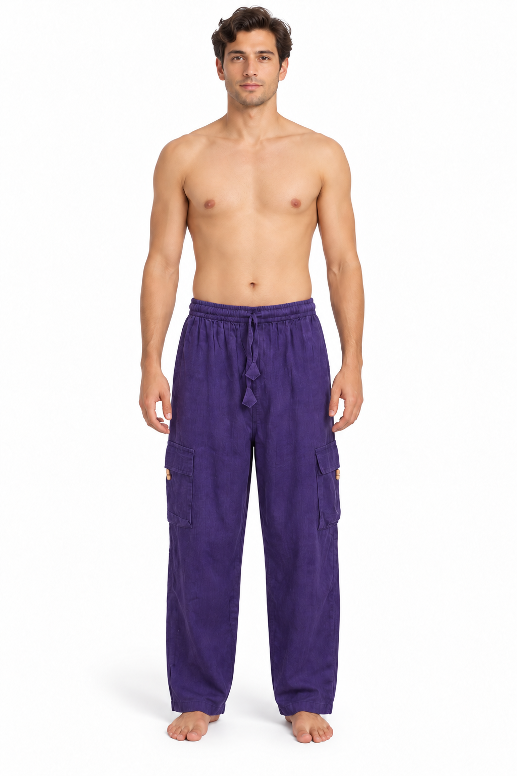 Purple Plain Cargo Pants – view 2