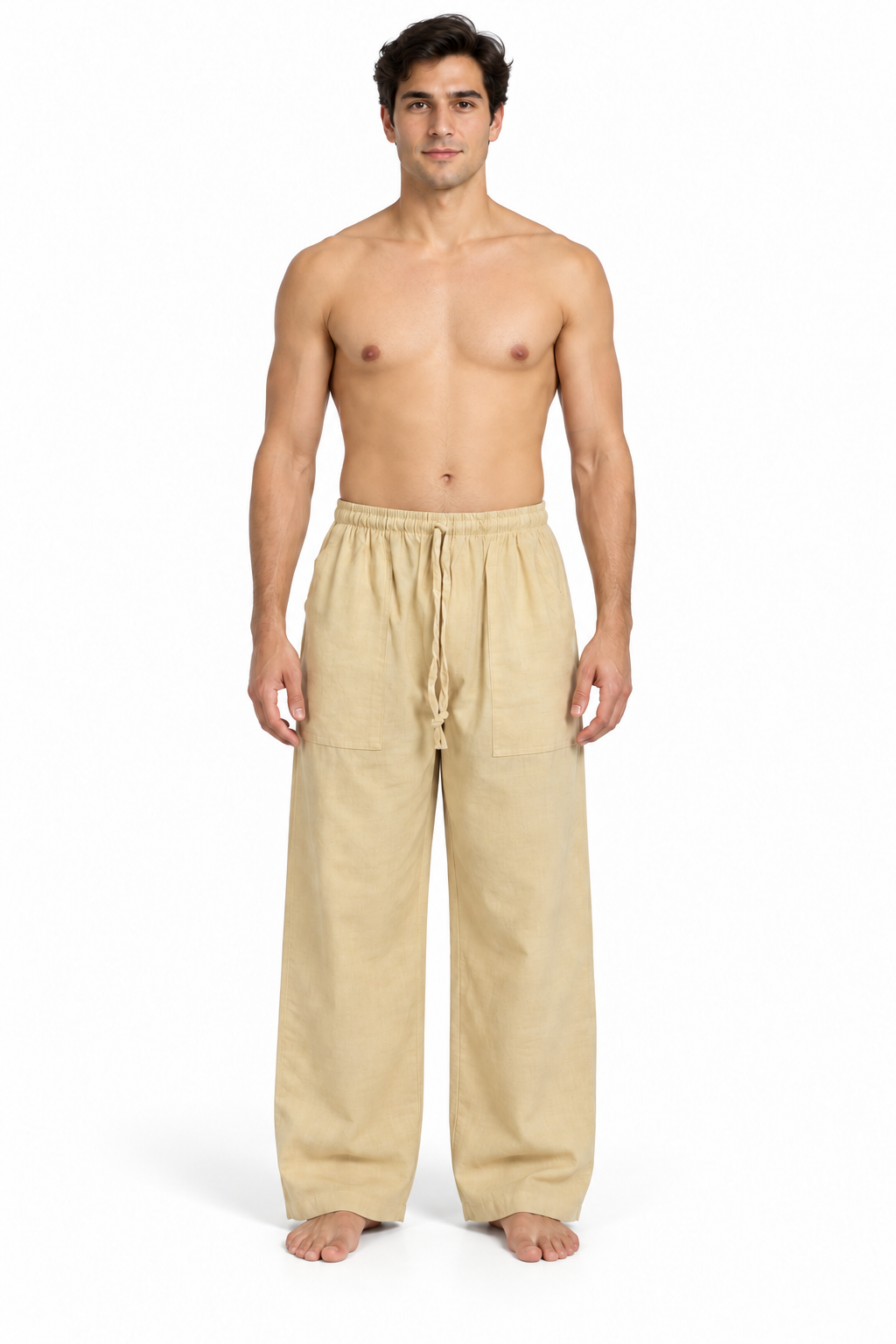 Beige Plain Wide Leg Pants – view 2