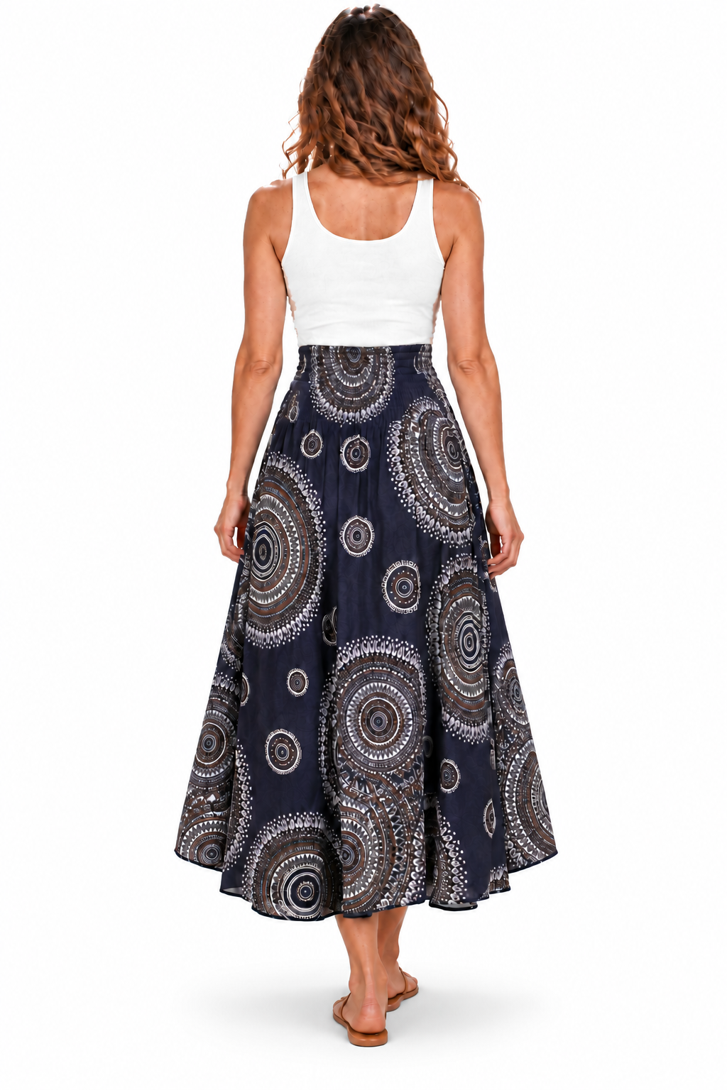 Coco Rayon Halter Dress and Skirt - Navy and White Circles