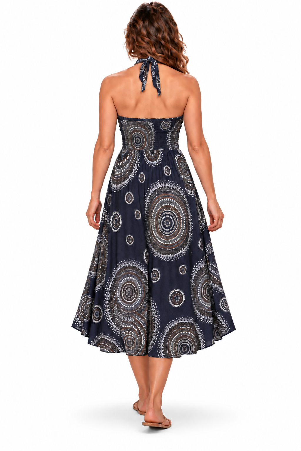 Coco Rayon Halter Dress and Skirt - Navy and White Circles