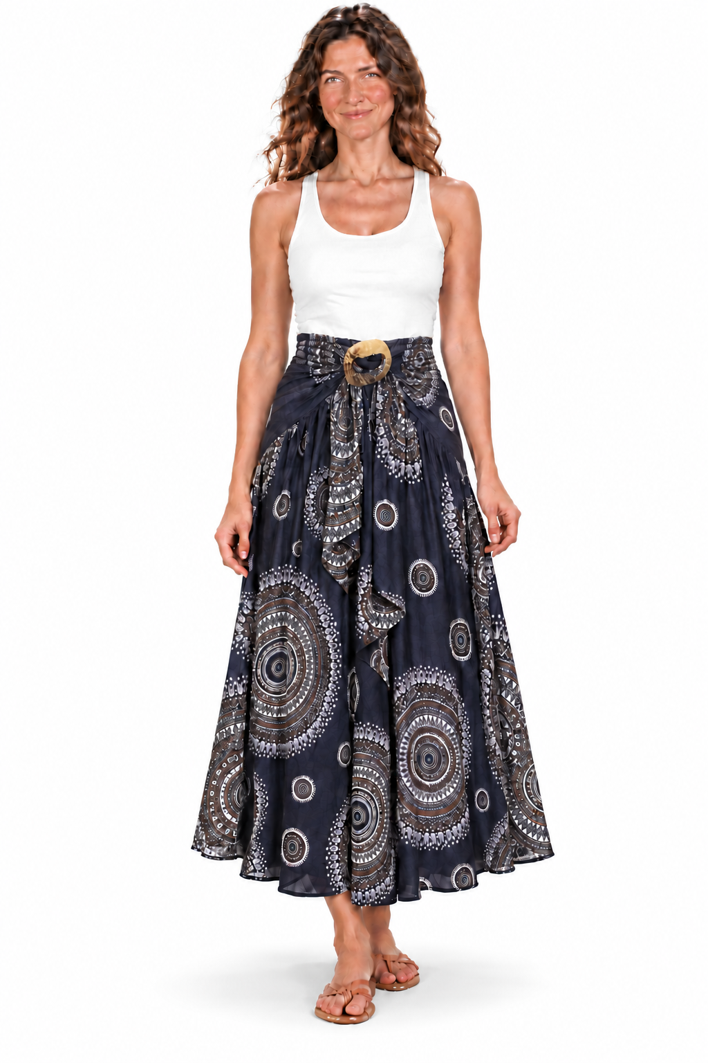 Coco Rayon Halter Dress and Skirt - Navy and White Circles