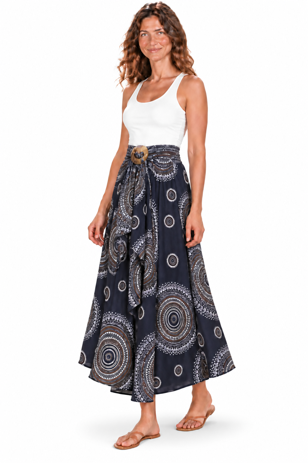 Coco Rayon Halter Dress and Skirt - Navy and White Circles