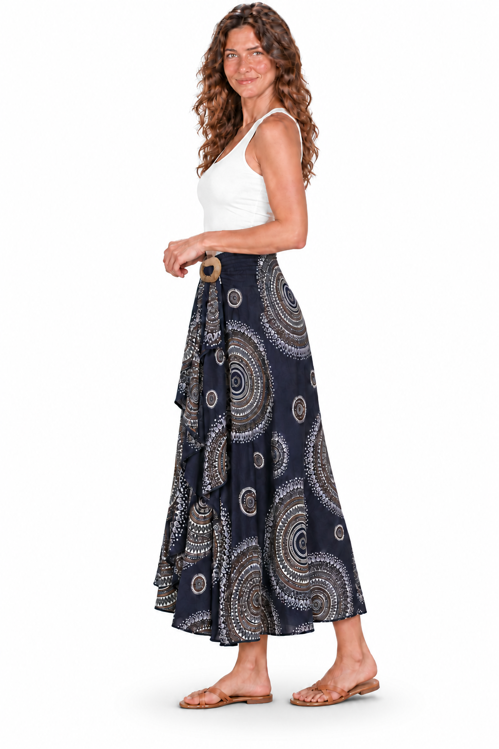 Coco Rayon Halter Dress and Skirt - Navy and White Circles