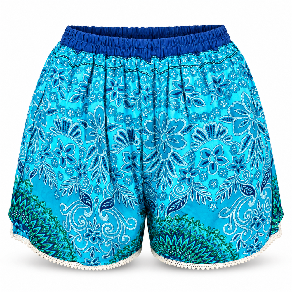 Aqua Paisley Shorts – front ghost mannequin