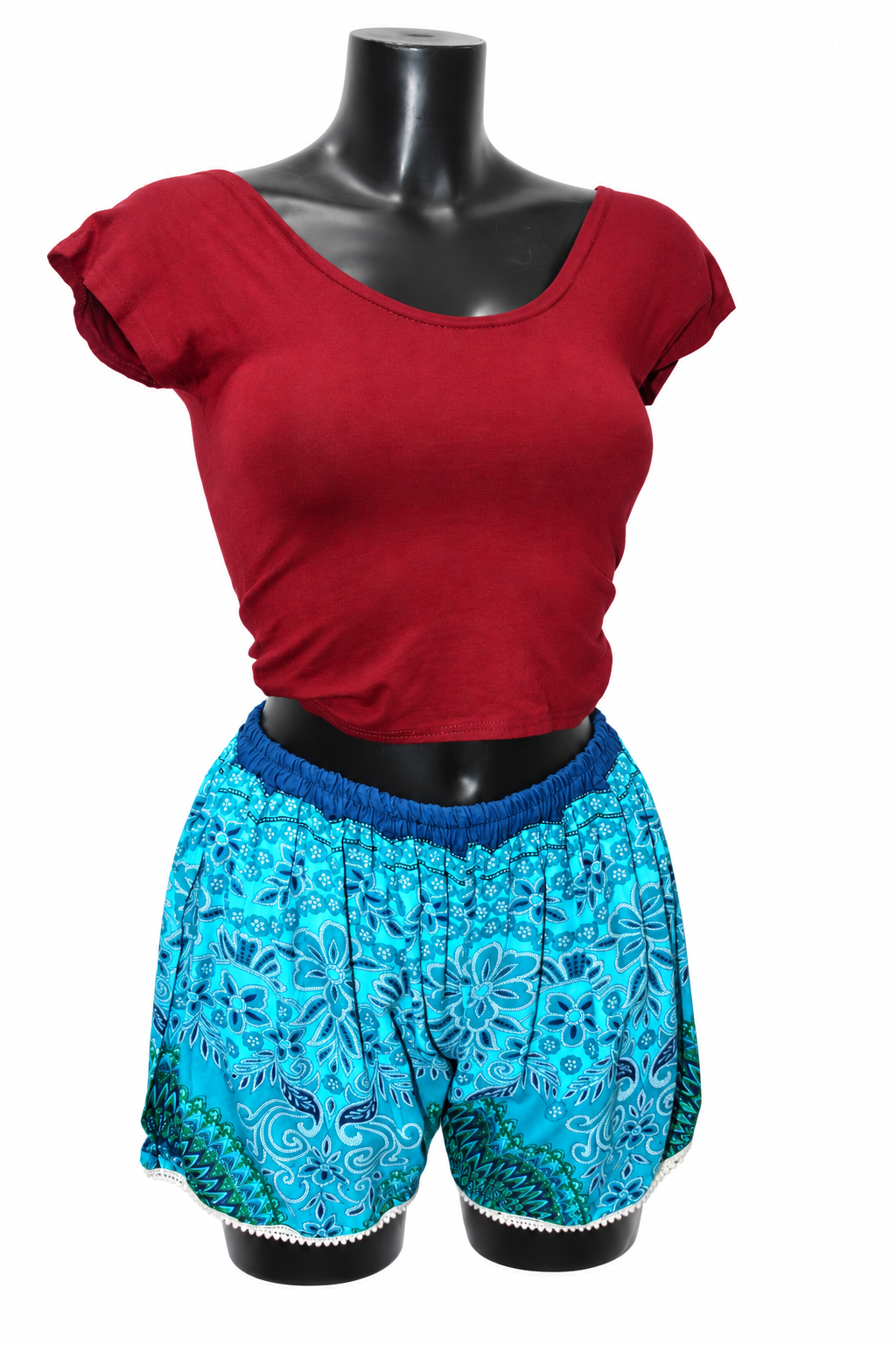 Aqua Paisley Shorts – clean original product view