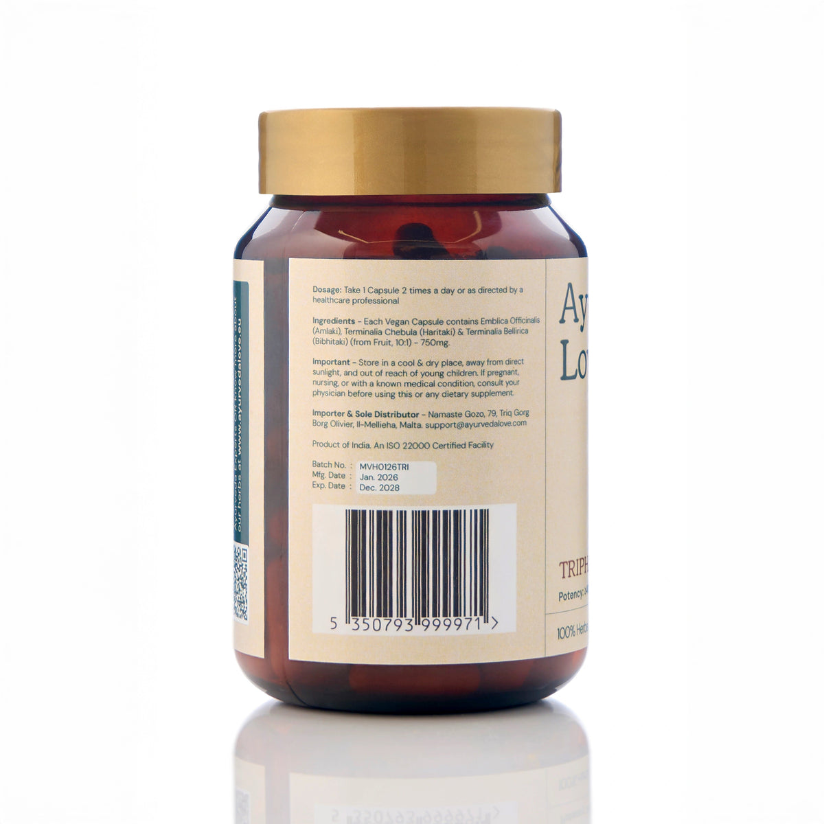 Triphala (Trifla) — packaging back