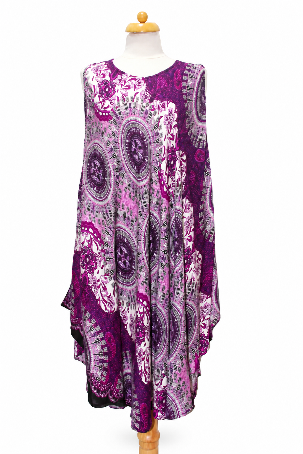 Beach Dress - Sleeveless - Purple Cream Mandala - original mannequin view