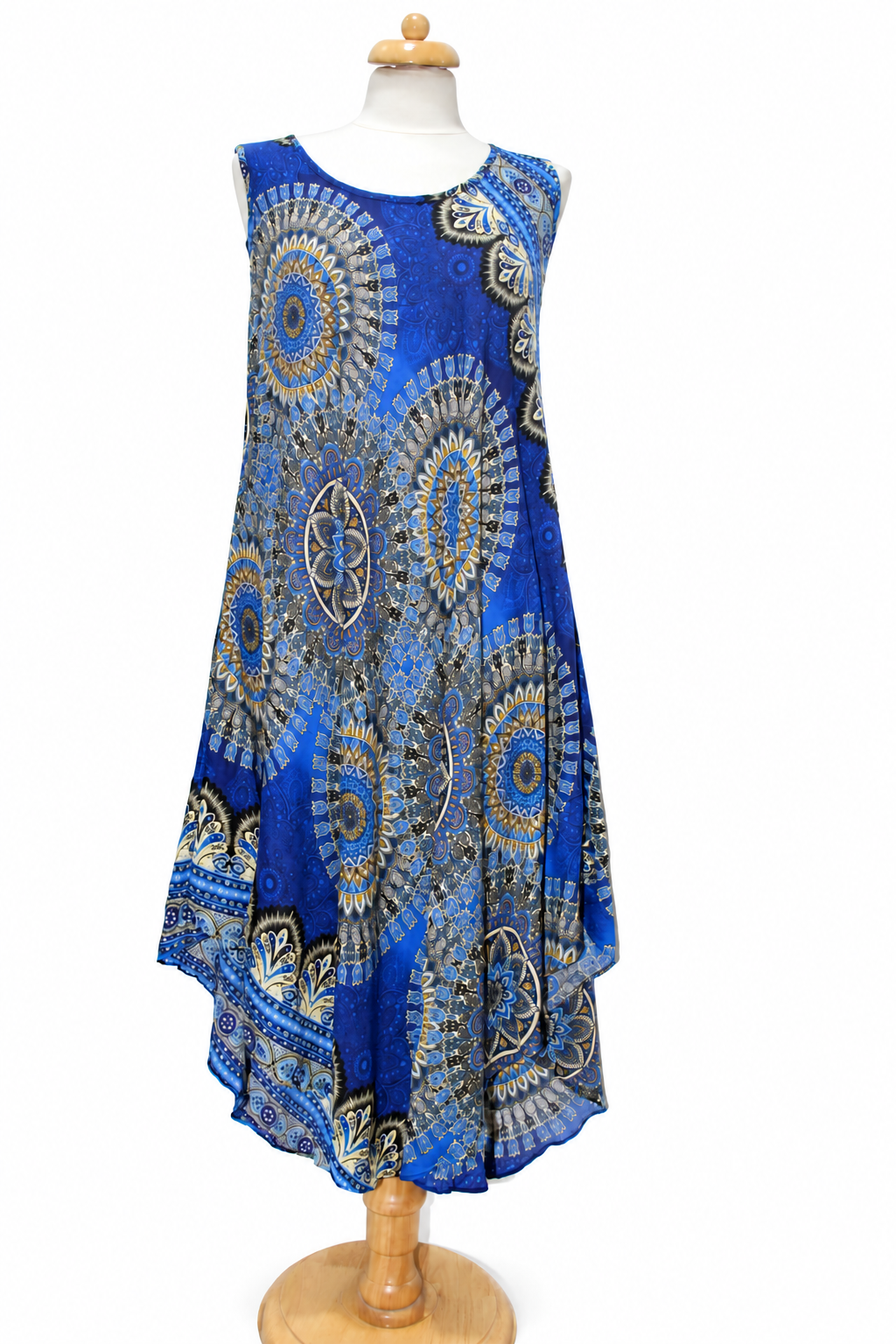 Beach Dress - Sleeveless - Royal Blue Mandala - original mannequin view