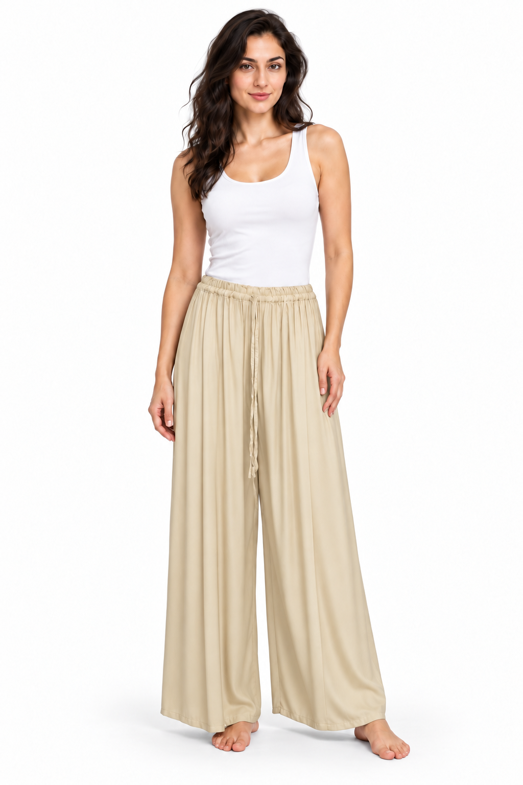 Beige Pleated Palazzo – product view 2