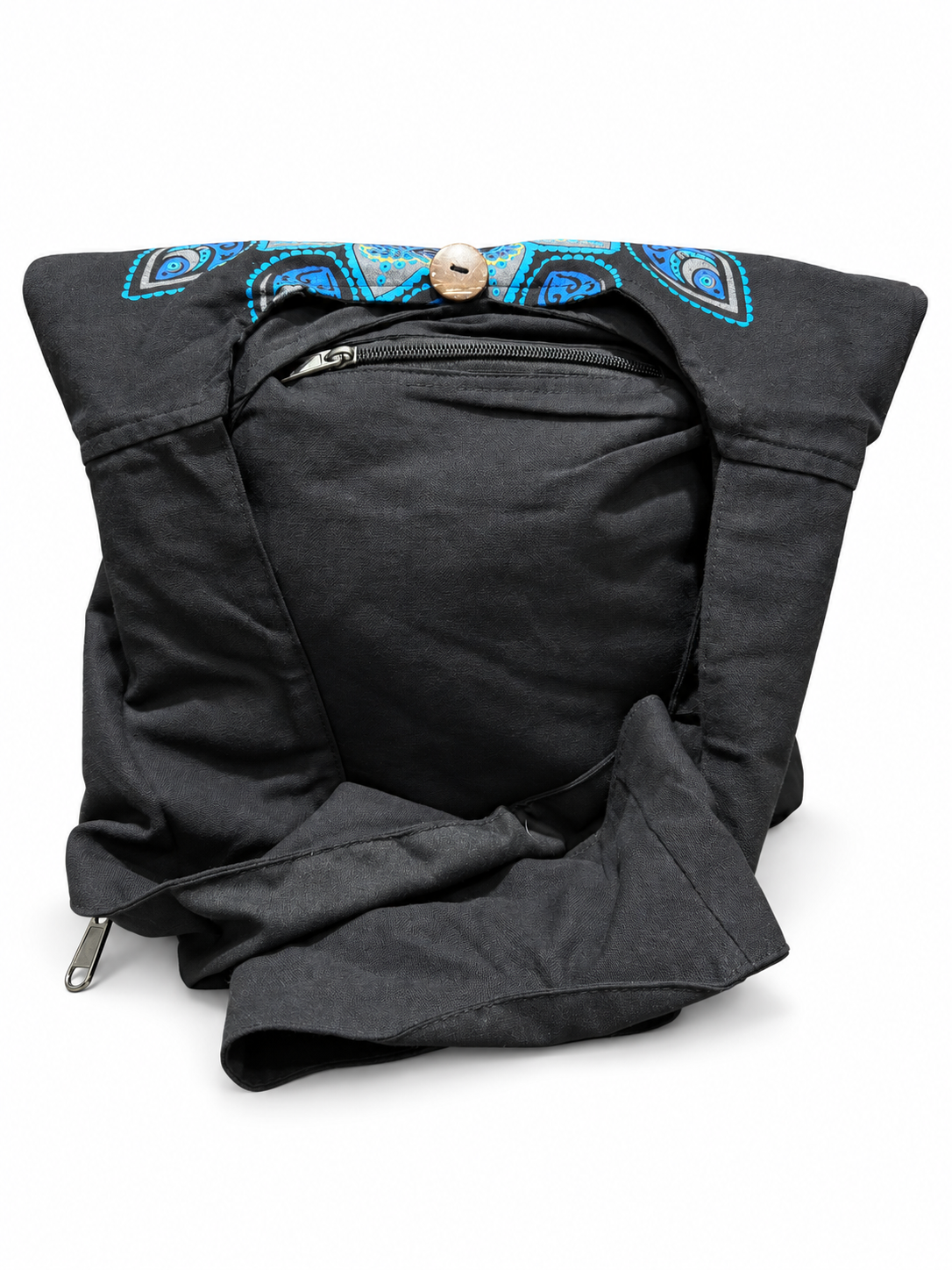 Black Blue Mandala Backpack – back view